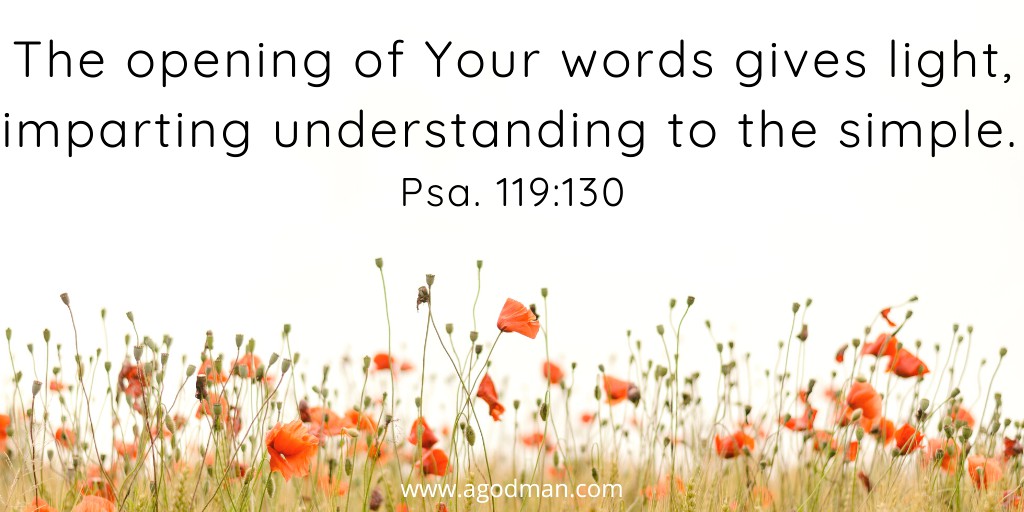 The opening of Your words gives light, imparting understanding to the simple. Psa. 119:130