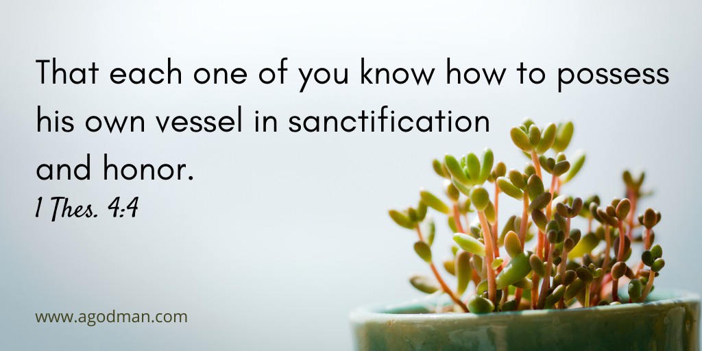 That each one of you know how to possess his own vessel in sanctification and honor. 1 Thes. 4:4