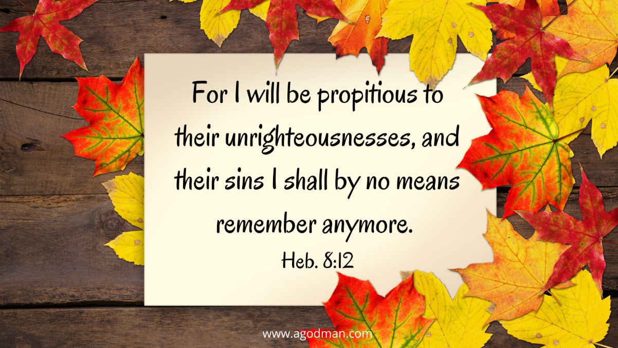 For I will be propitious to their unrighteousnesses, and their sins I shall by no means remember anymore. Heb. 8:12