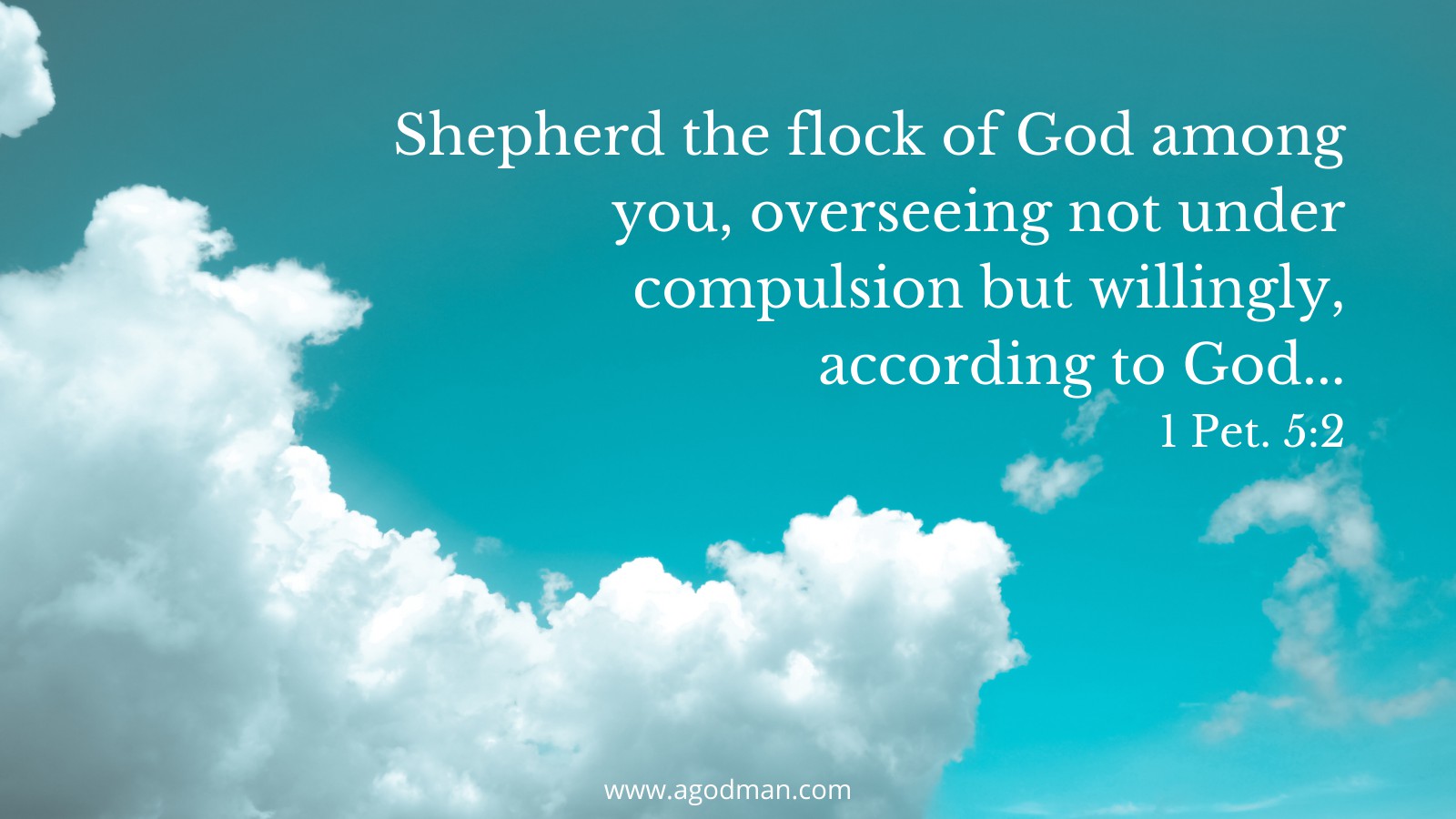 Shepherd the flock of God among you, overseeing not under compulsion but willingly, according to God... 1 Pet. 5:2