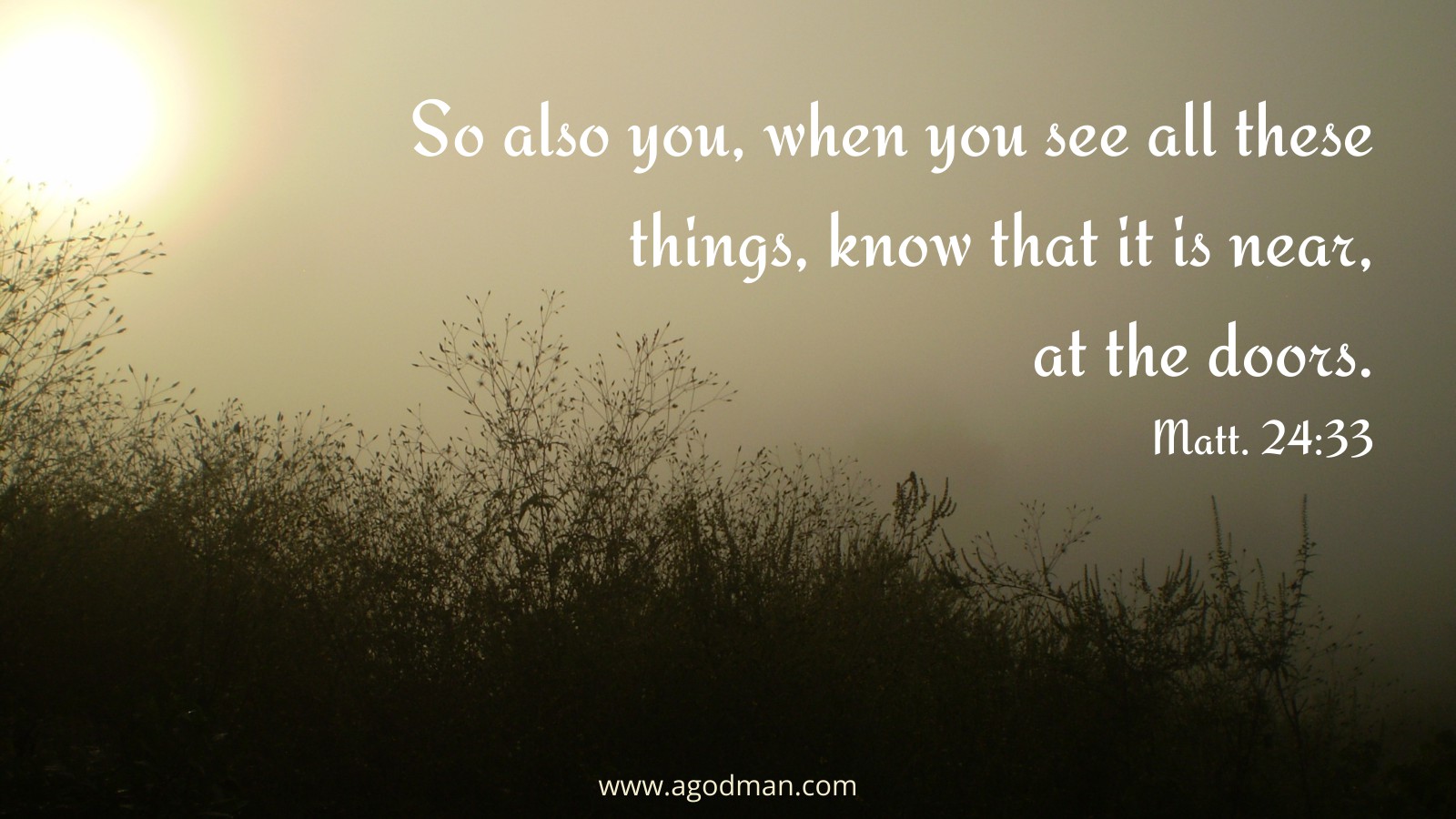 So also you, when you see all these things, know that it is near, at the doors. Matt. 24:33