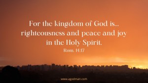 For the kingdom of God is... righteousness and peace and joy in the Holy Spirit. Rom. 14:17