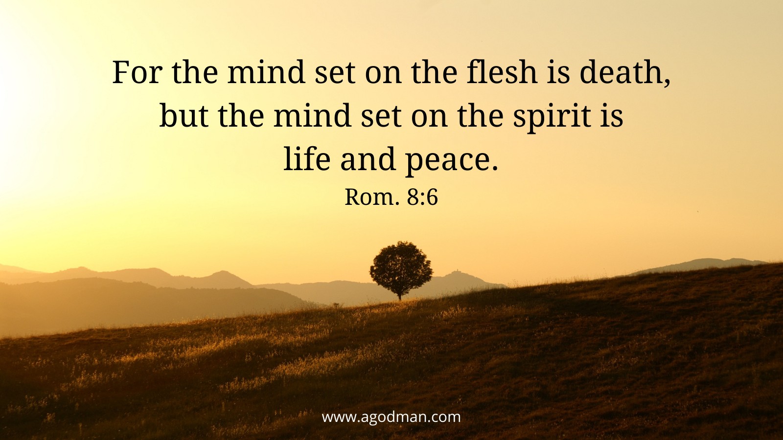 For the mind set on the flesh is death, but the mind set on the spirit is life and peace. Rom. 8:6