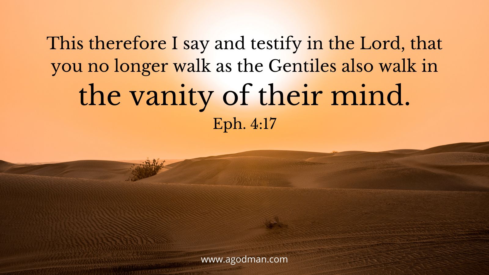 This therefore I say and testify in the Lord, that you no longer walk as the Gentiles also walk in the vanity of their mind. Eph. 4:17