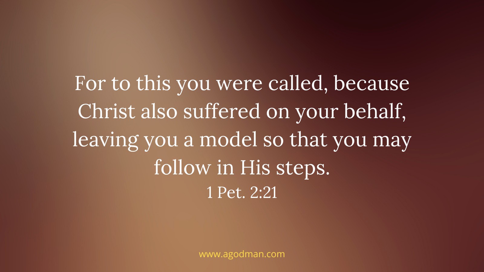 For to this you were called, because Christ also suffered on your behalf, leaving you a model so that you may follow in His steps. 1 Pet. 2:21