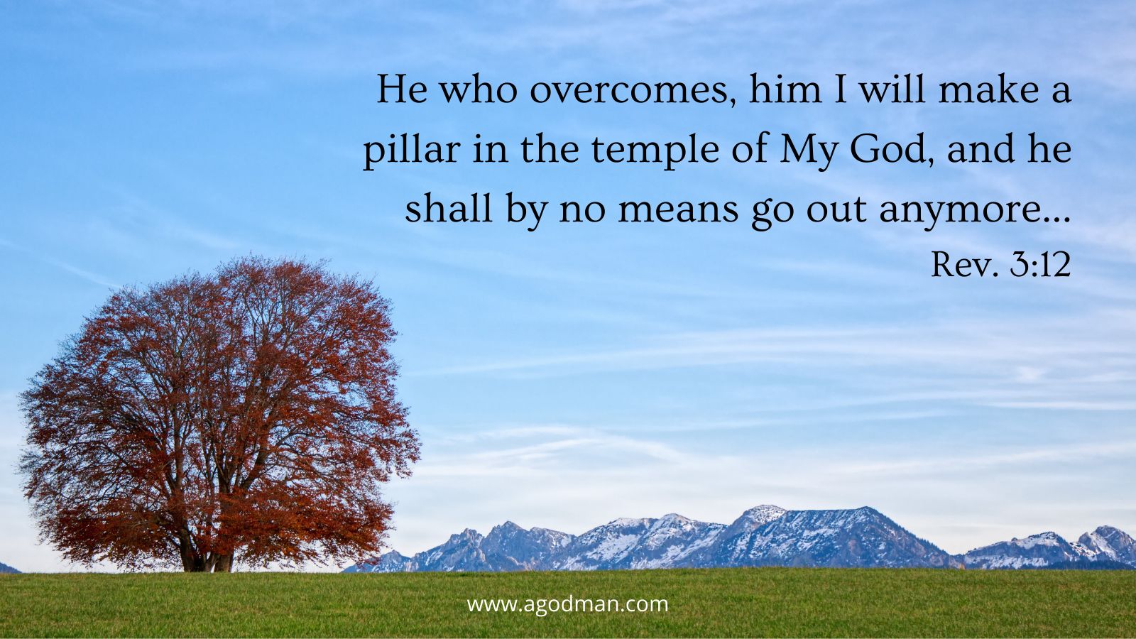 He who overcomes, him I will make a pillar in the temple of My God, and he shall by no means go out anymore... Rev. 3:12