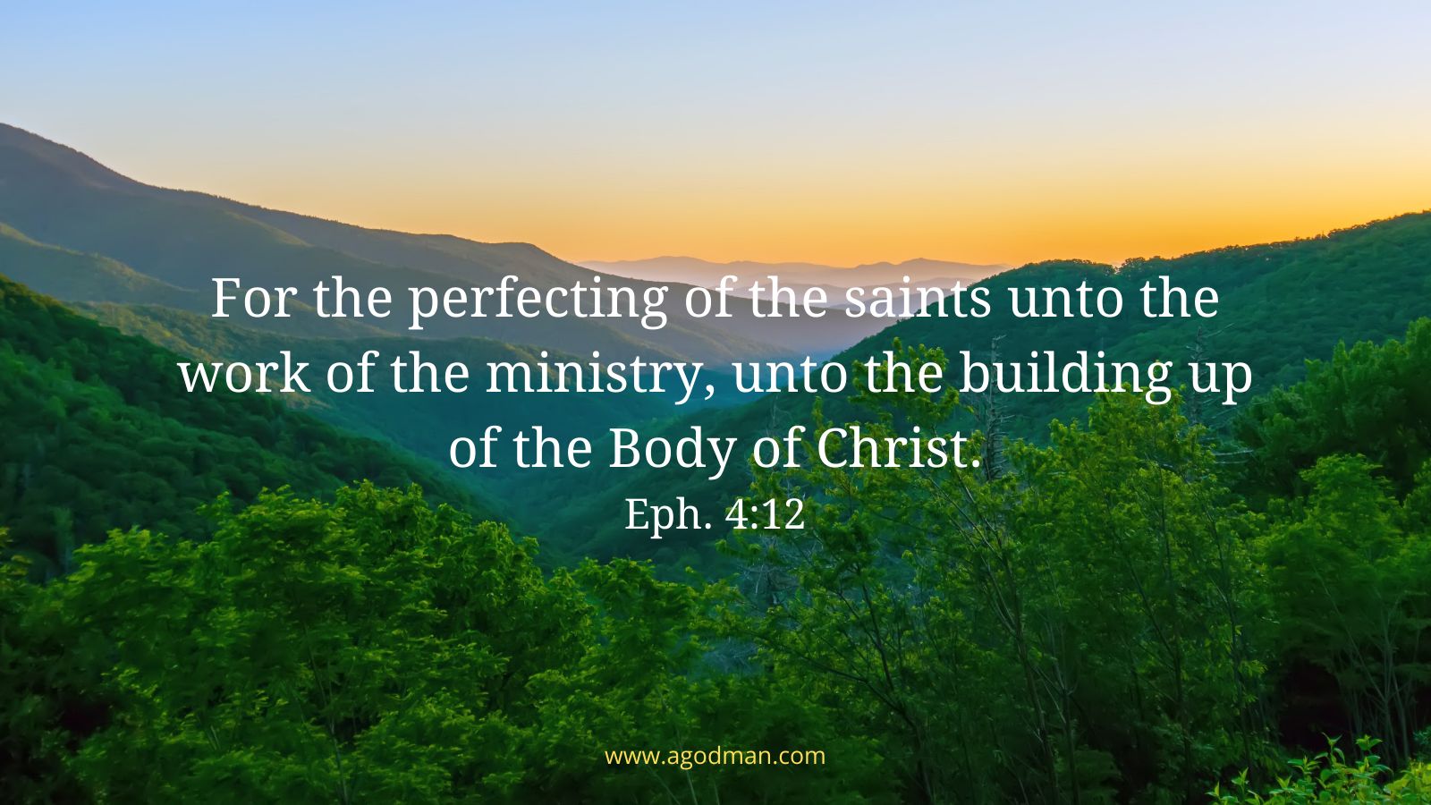 For the perfecting of the saints unto the work of the ministry, unto the building up of the Body of Christ. Eph. 4:12