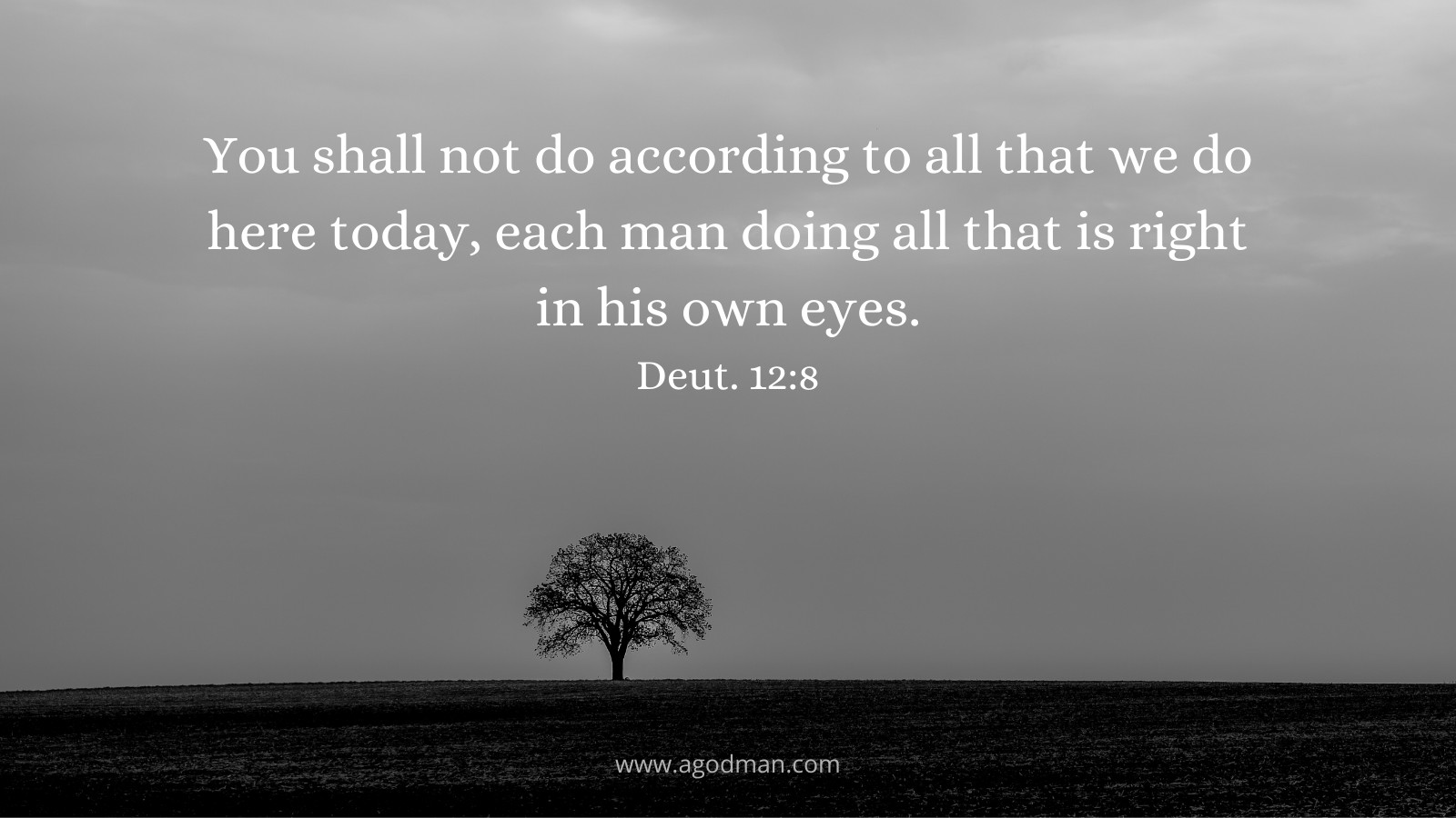 You shall not do according to all that we do here today, each man doing all that is right in his own eyes. Deut. 12:8