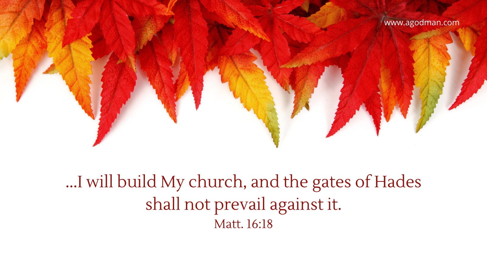...I will build My church, and the gates of Hades shall not prevail against it. Matt. 16:18