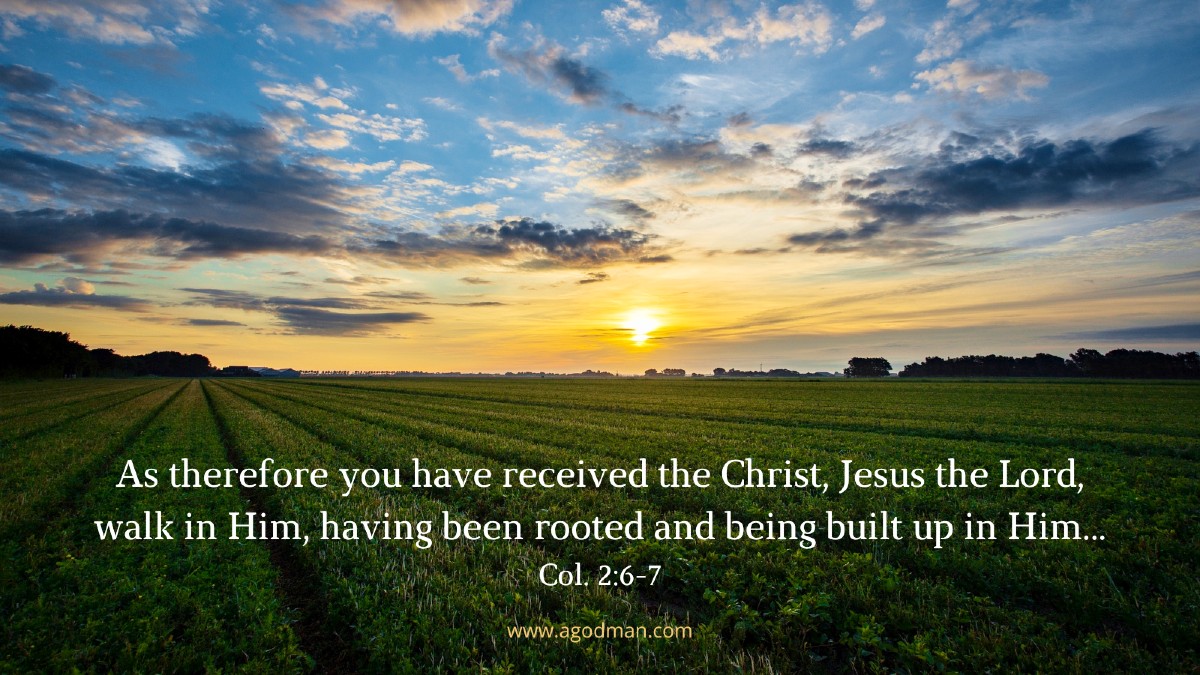 As therefore you have received the Christ, Jesus the Lord, walk in Him, having been rooted and being built up in Him... Col. 2:6-7