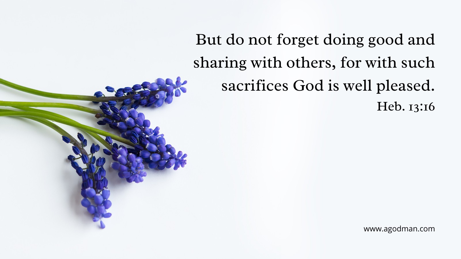 But do not forget doing good and sharing with others, for with such sacrifices God is well pleased. Heb. 13:16