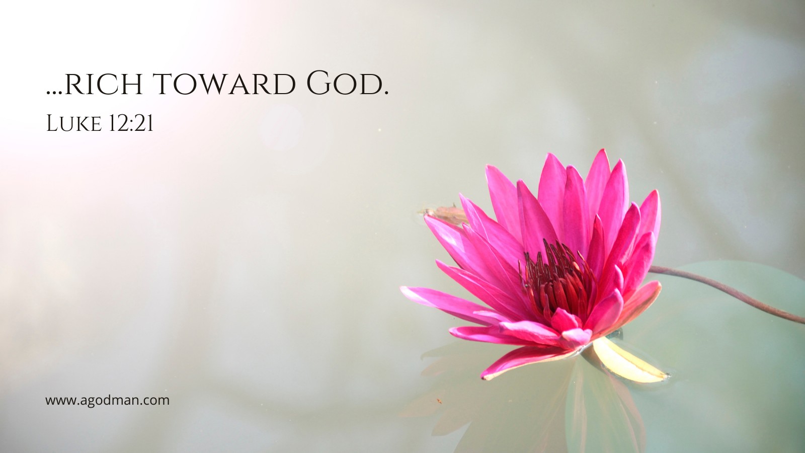 ...rich toward God. Luke 12:21