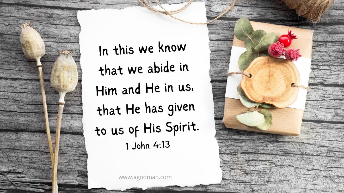 In this we know that we abide in Him and He in us, that He has given to us of His Spirit. 1 John 4:13