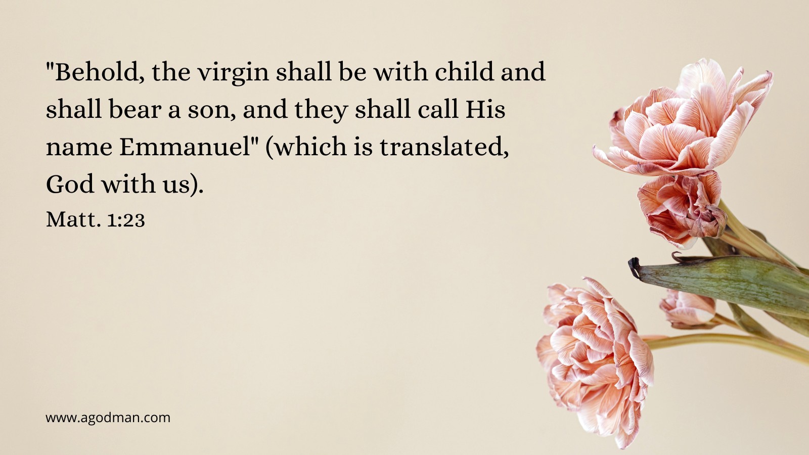 "Behold, the virgin shall be with child and shall bear a son, and they shall call His name Emmanuel" (which is translated, God with us). Matt. 1:23
