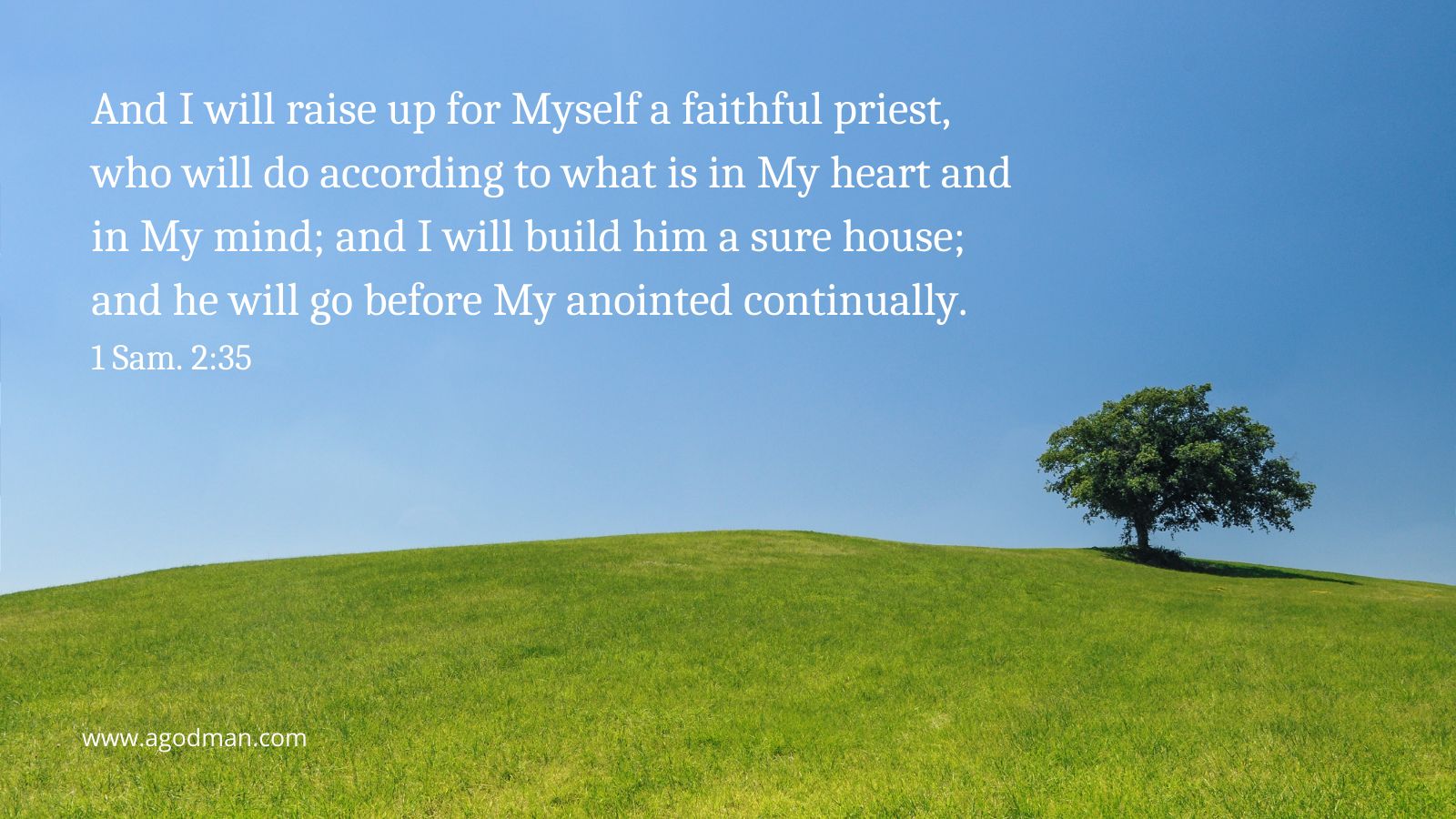 And I will raise up for Myself a faithful priest, who will do according to what is in My heart and in My mind; and I will build him a sure house; and he will go before My anointed continually. 1 Sam. 2:35