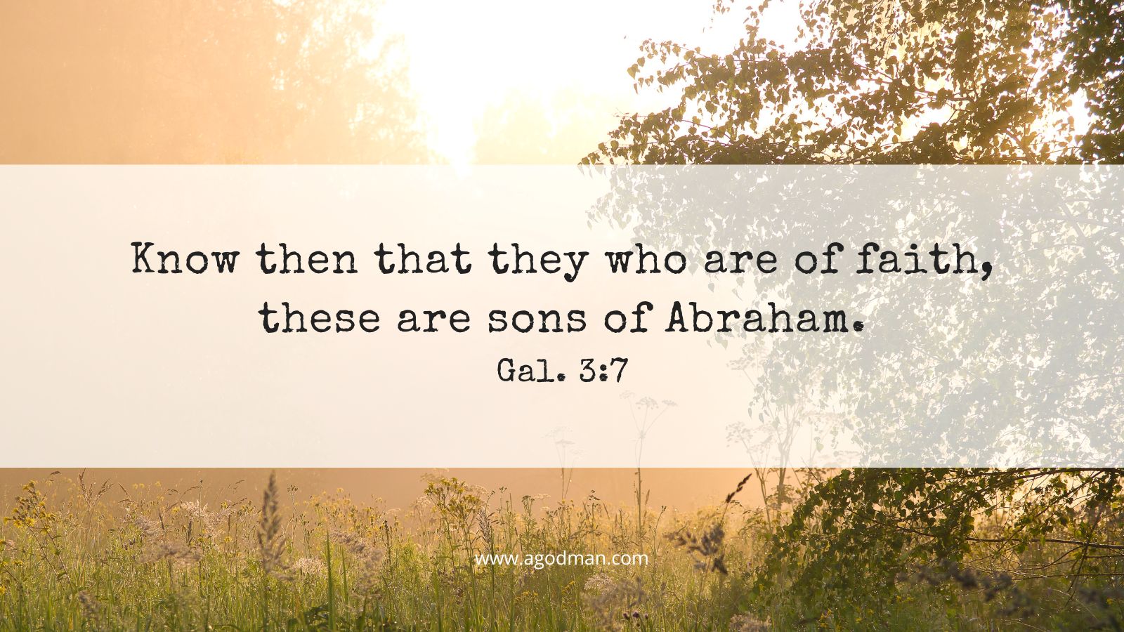 Know then that they who are of faith, these are sons of Abraham. Gal. 3:7