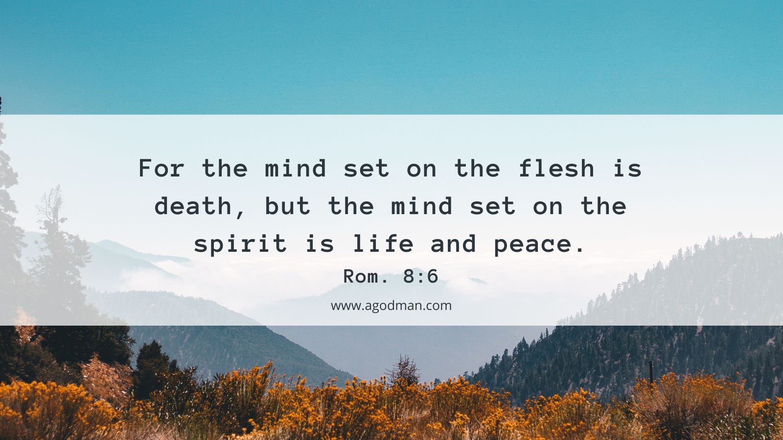 For the mind set on the flesh is death, but the mind set on the spirit is life and peace. Rom. 8:6