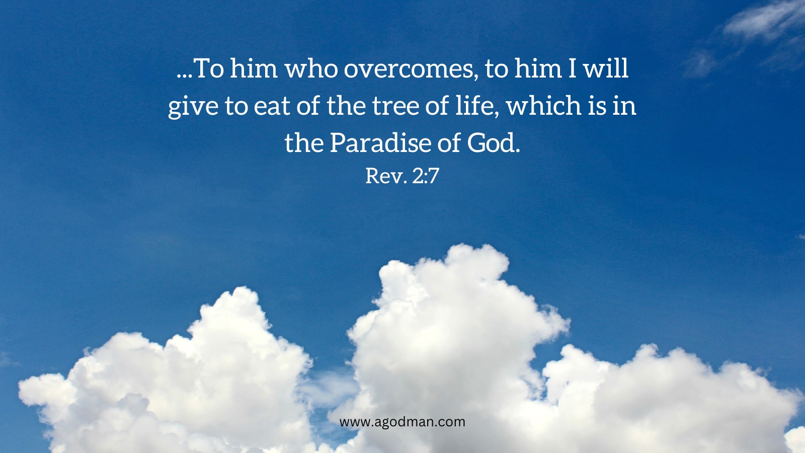 ...To him who overcomes, to him I will give to eat of the tree of life, which is in the Paradise of God. Rev. 2:7