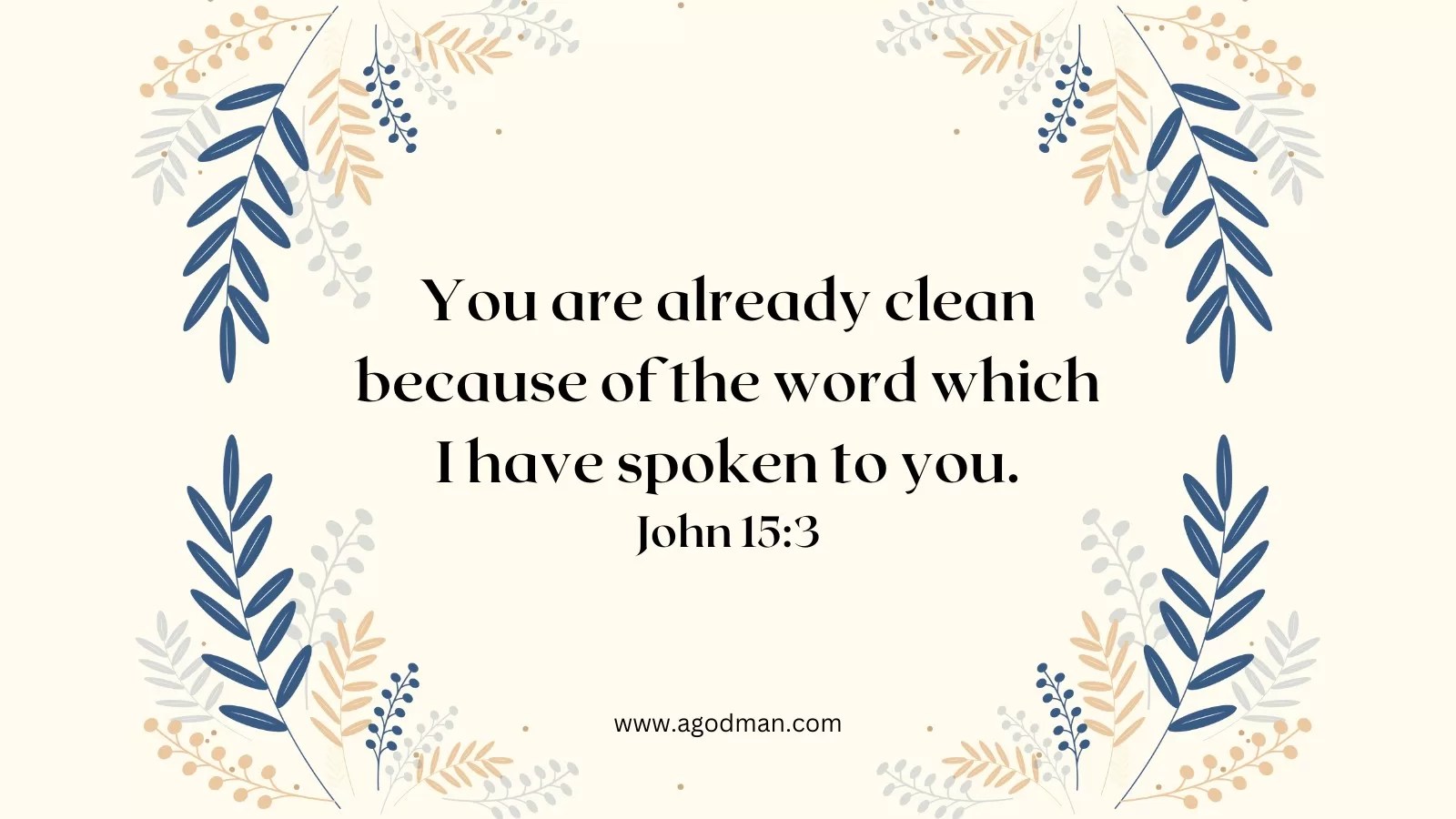 You are already clean because of the word which I have spoken to you. John 15:3
