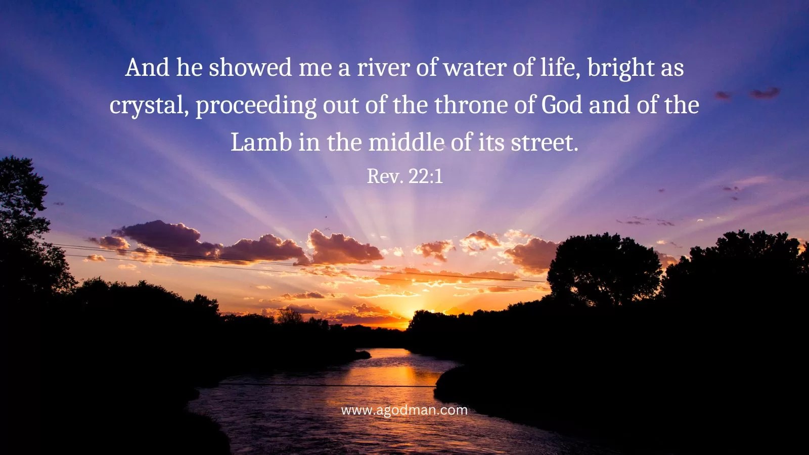 And he showed me a river of water of life, bright as crystal, proceeding out of the throne of God and of the Lamb in the middle of its street. Rev. 22:1