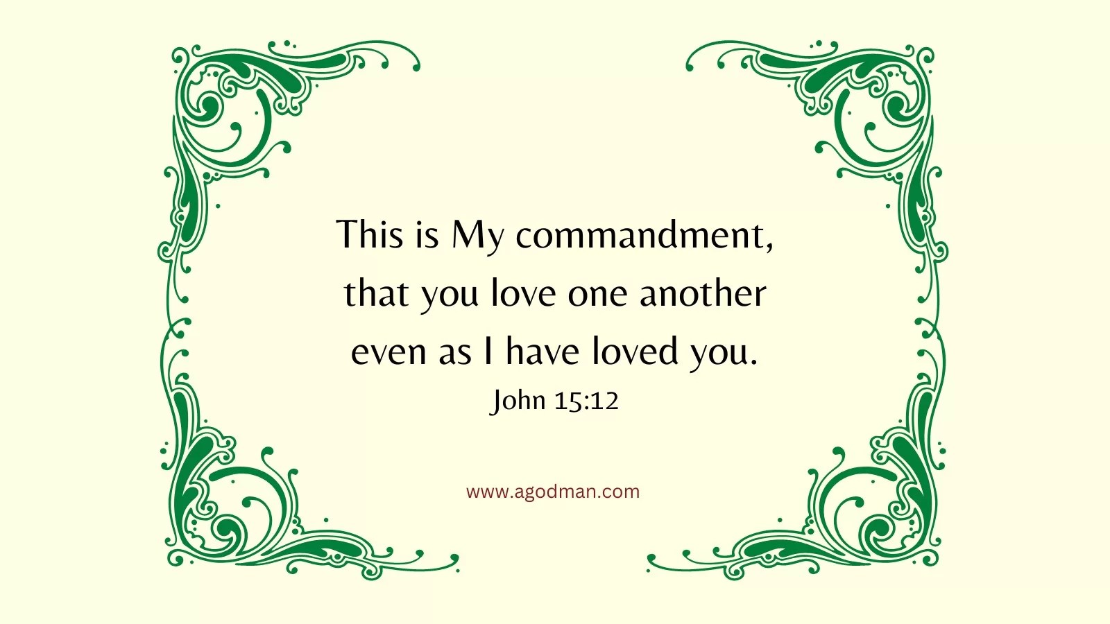 This is My commandment, that you love one another even as I have loved you. John 15:12