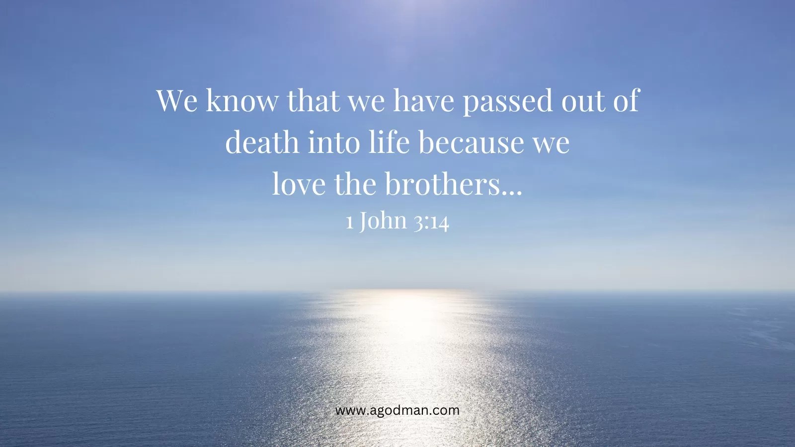 We know that we have passed out of death into life because we love the brothers... 1 John 3:14