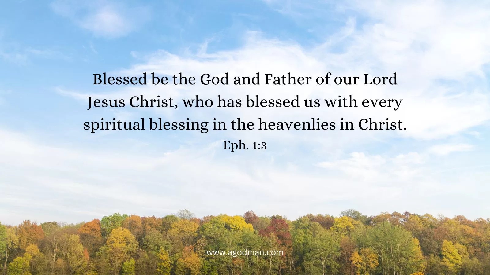 Blessed be the God and Father of our Lord Jesus Christ, who has blessed us with every spiritual blessing in the heavenlies in Christ. Eph. 1:3