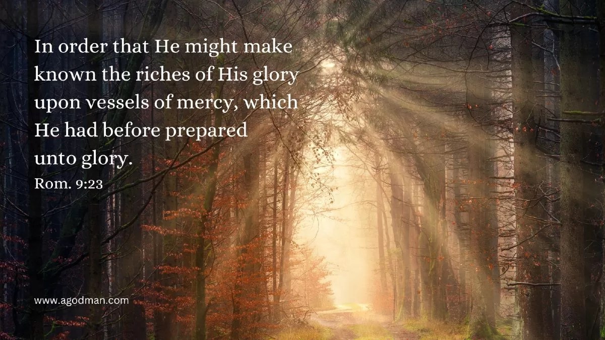 In order that He might make known the riches of His glory upon vessels of mercy, which He had before prepared unto glory. Rom. 9:23