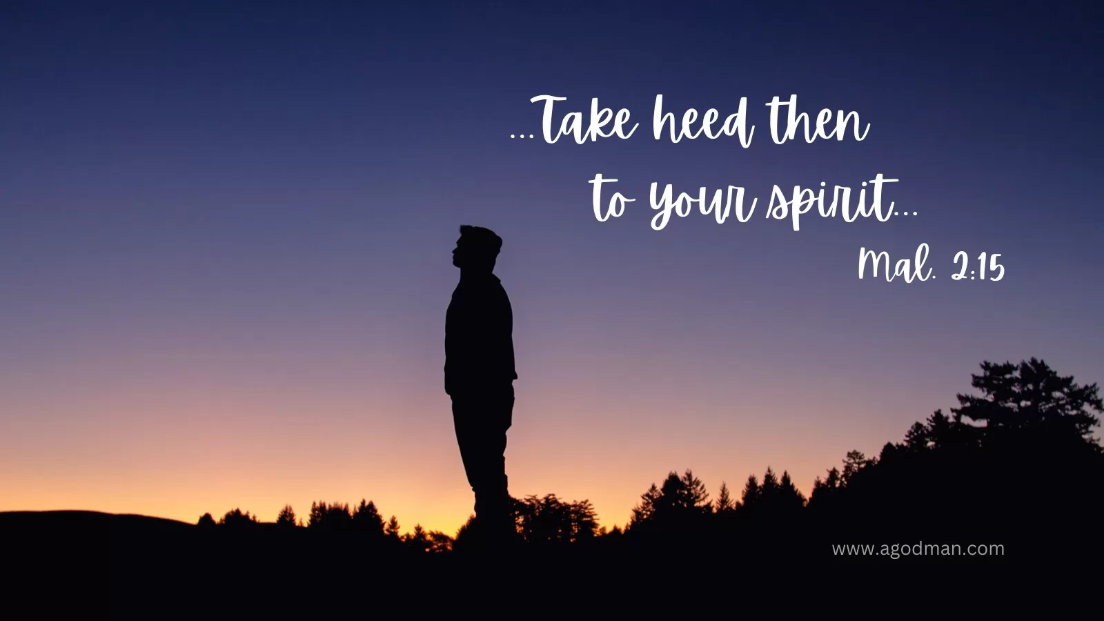 ...Take heed then to your spirit... Mal. 2:15