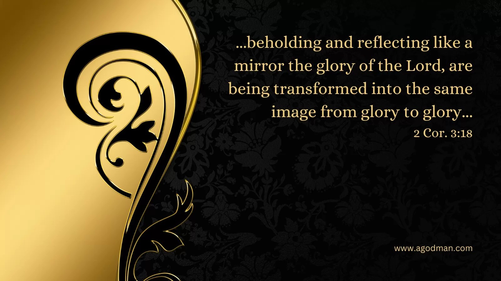 ...beholding and reflecting like a mirror the glory of the Lord, are being transformed into the same image from glory to glory... 2 Cor. 3:18