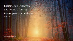 Examine me, O Jehovah, and try me; / Test my inward parts and my heart. Psa. 26:2