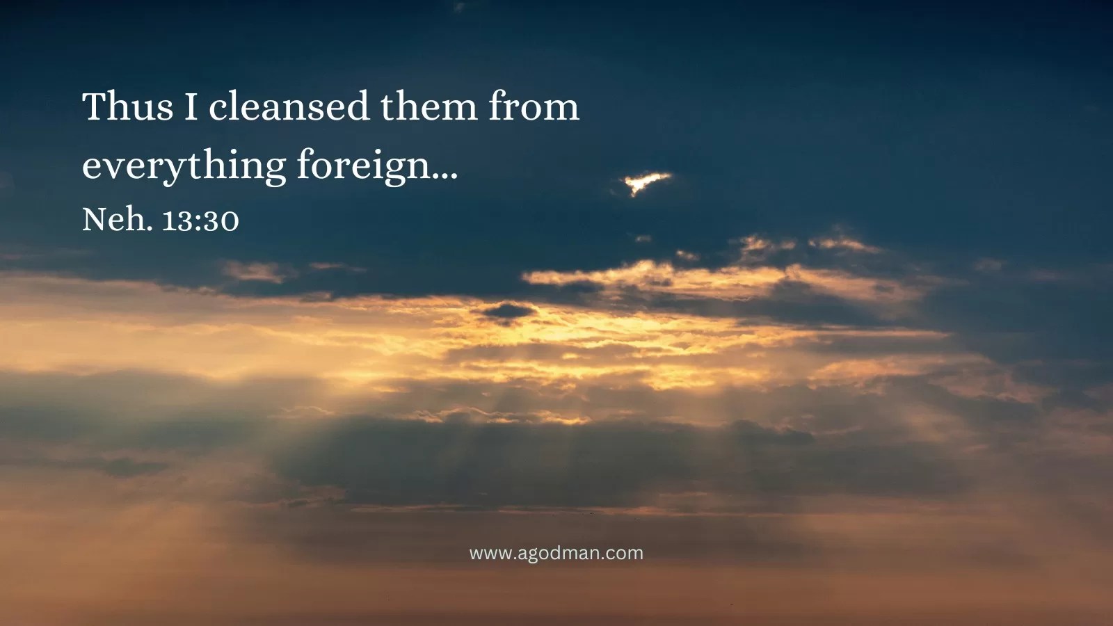 Thus I cleansed them from everything foreign... Neh. 13:30