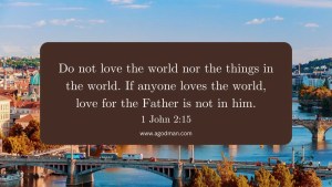 Do not love the world nor the things in the world. If anyone loves the world, love for the Father is not in him. 1 John 2:15