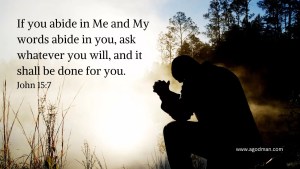 If you abide in Me and My words abide in you, ask whatever you will, and it shall be done for you. John 15:7