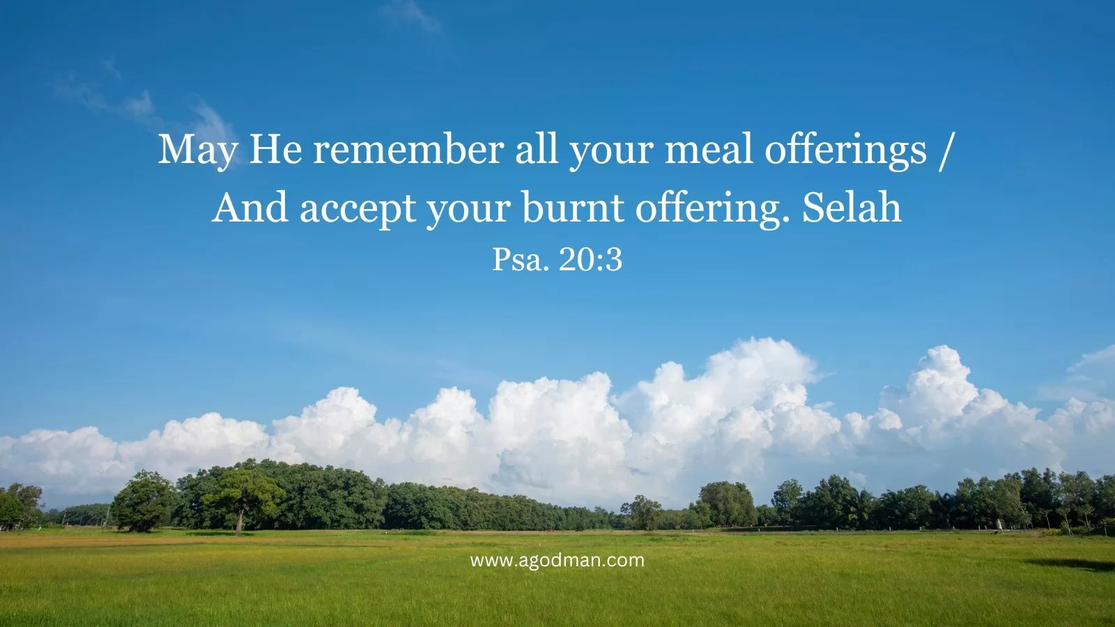 May He remember all your meal offerings / And accept your burnt offering. Selah Psa. 20:3