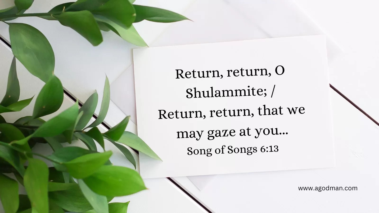 Return, return, O Shulammite; / Return, return, that we may gaze at you...Song of Songs 6:13