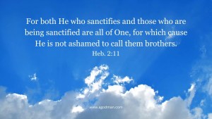 For both He who sanctifies and those who are being sanctified are all of One, for which cause He is not ashamed to call them brothers. Heb. 2:11