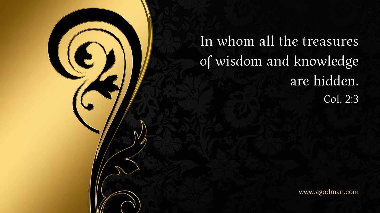 In whom all the treasures of wisdom and knowledge are hidden. Col. 2:3