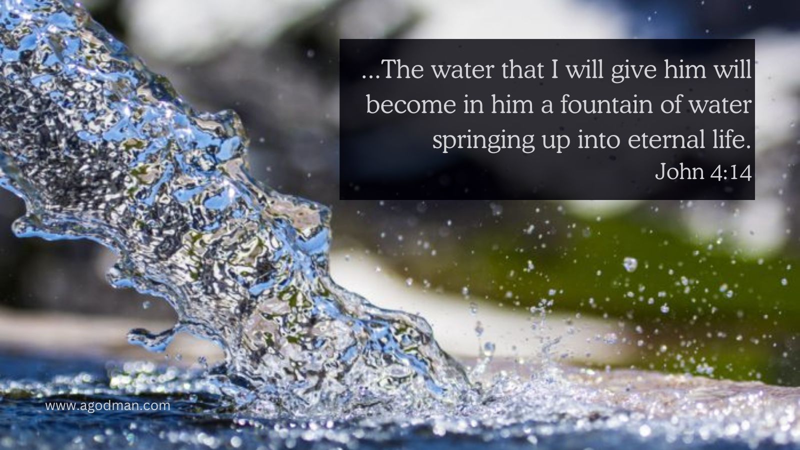 ...The water that I will give him will become in him a fountain of water springing up into eternal life. John 4:14
