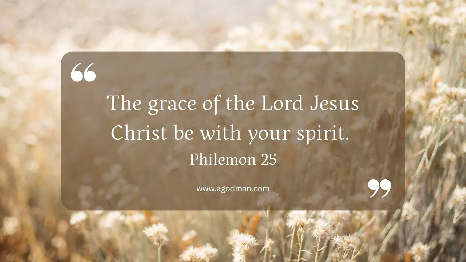 The grace of the Lord Jesus Christ be with your spirit. Philemon 25