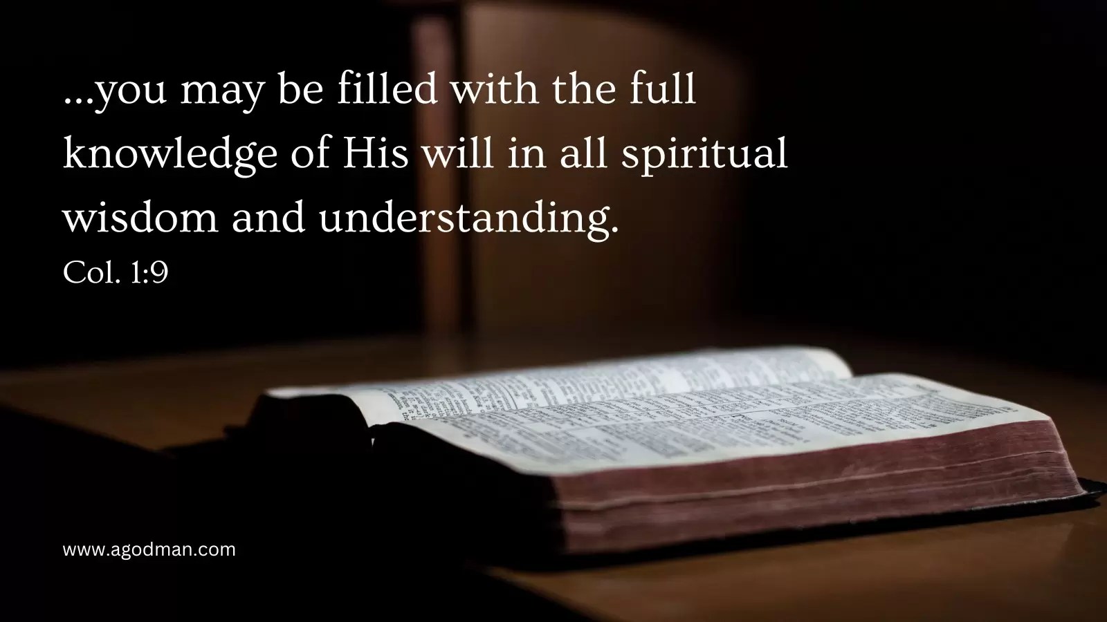 ...you may be filled with the full knowledge of His will in all spiritual wisdom and understanding. Col. 1:9
