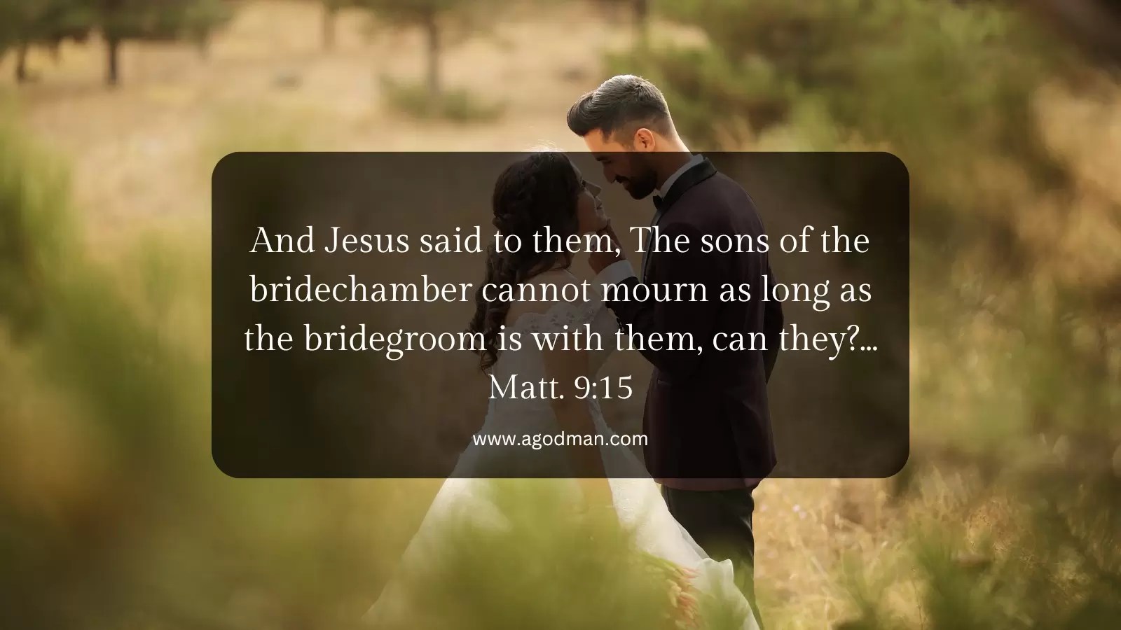And Jesus said to them, The sons of the bridechamber cannot mourn as long as the bridegroom is with them, can they?... Matt. 9:15