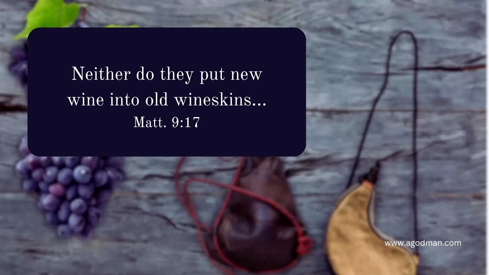 Neither do they put new wine into old wineskins... Matt. 9:17