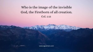 Who is the image of the invisible God, the Firstborn of all creation. Col. 1:15