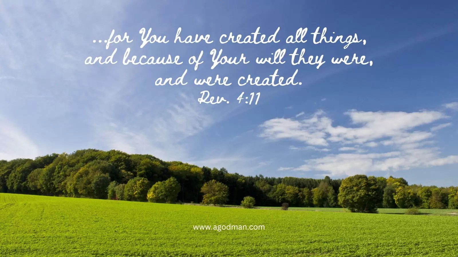 ...for You have created all things, and because of Your will they were, and were created. Rev. 4:11