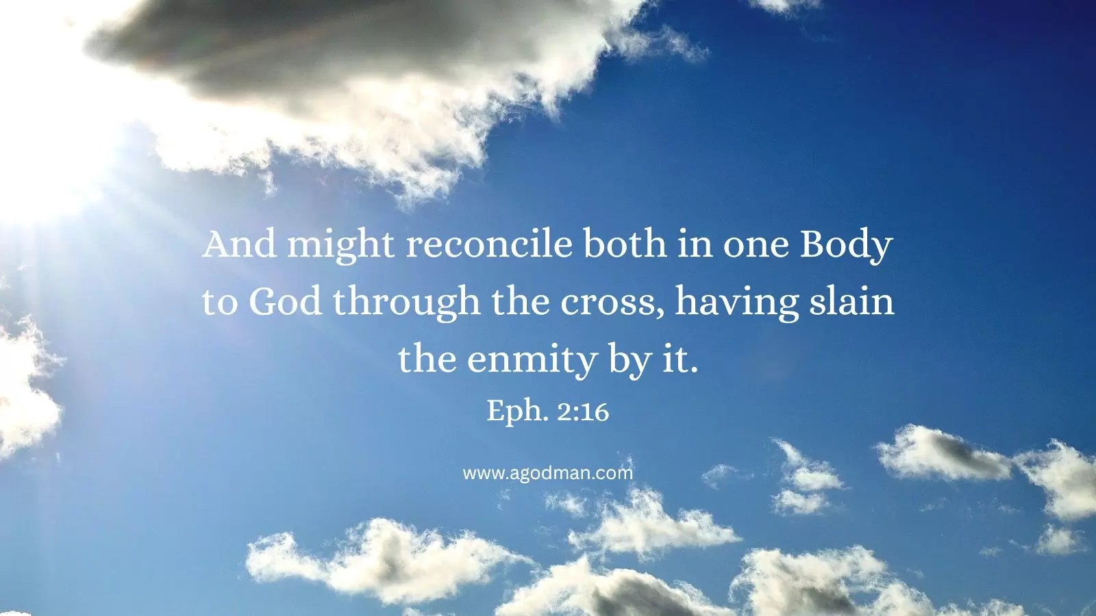 And might reconcile both in one Body to God through the cross, having slain the enmity by it. Eph. 2:16