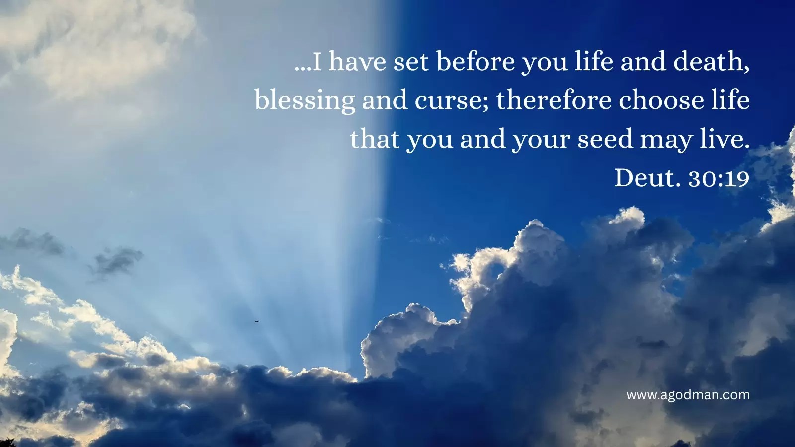...I have set before you life and death, blessing and curse; therefore choose life that you and your seed may live. Deut. 30:19