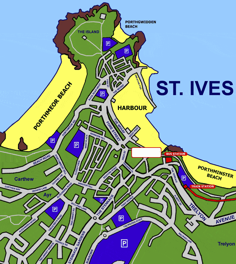 Printable Street Map St Ives Cornwall Mappa St Ives 