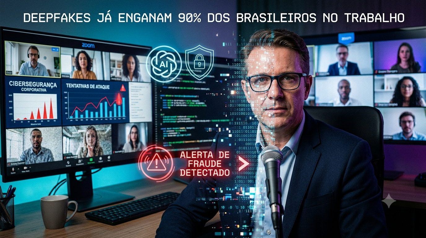Deepfakes já enganam 90% dos brasileiros no ambiente de trabalho, aponta estudo