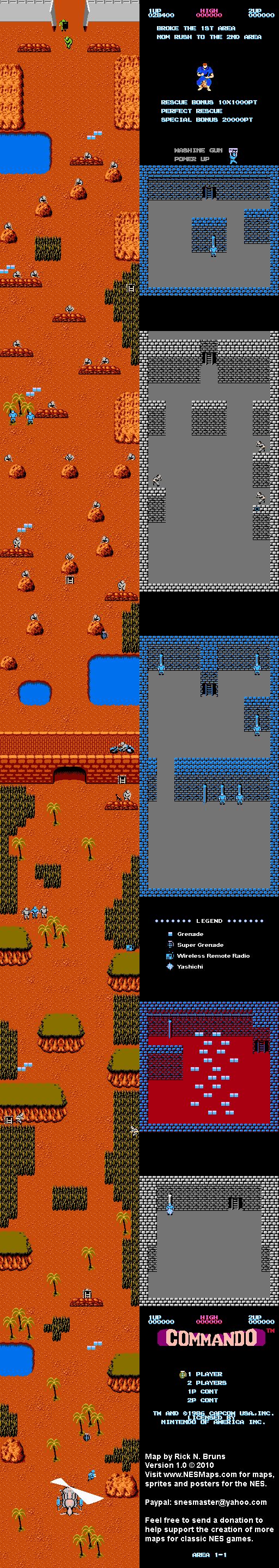 Commando Area 4 1 Nintendo Nes Map - Perfect Ocean Texture - High Resolution